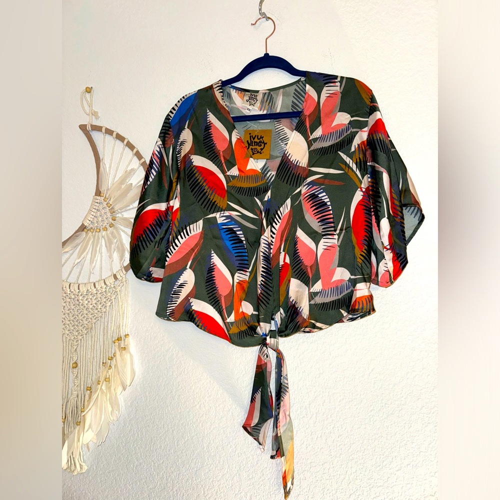 NWT Ivy Jane boho cropped tie waist top size XS